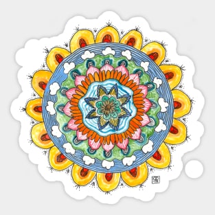 Yellow wacky mandala hand drawn joy Sticker